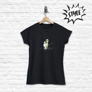 T-shirt Selfie avec un astronaute et un alien