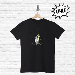 T-shirt Selfie avec un astronaute et un alien